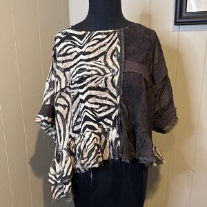 One Teaspoon Women’s XS Monochrome Patchwork Sheer Lightweight Blouse